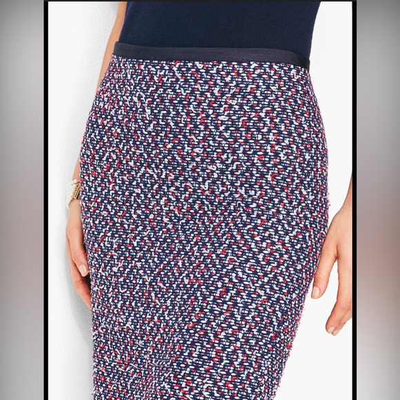 Talbots Asymmetrical Blue and Red Mini Pencil Skirt - Picture 7 of 8